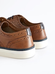Tan Brown Leather Brogue Cupsole Shoes - Image 3 of 8
