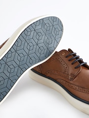 Tan Brown Leather Brogue Cupsole Shoes - Image 4 of 8