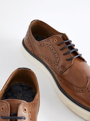 Tan Brown Leather Brogue Cupsole Shoes - Image 6 of 8
