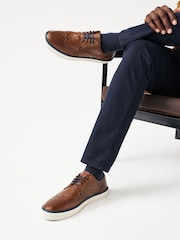Tan Brown Leather Brogue Cupsole Shoes - Image 7 of 8