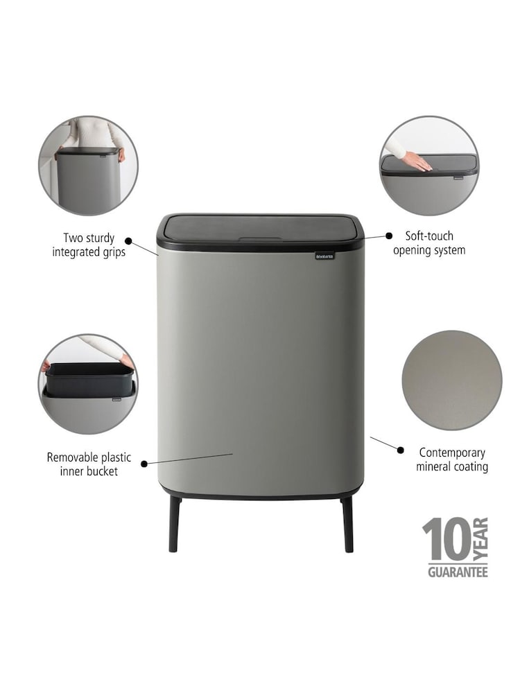 Brabantia Mineral Concrete Grey Bo Hi 60L Touch Bin - Image 6 of 6