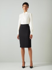 LK Bennett Cream Sonya Crepe Blouse With Pearl Buttons - Image 2 of 6
