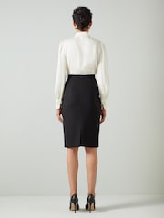 LK Bennett Cream Sonya Crepe Blouse With Pearl Buttons - Image 3 of 6