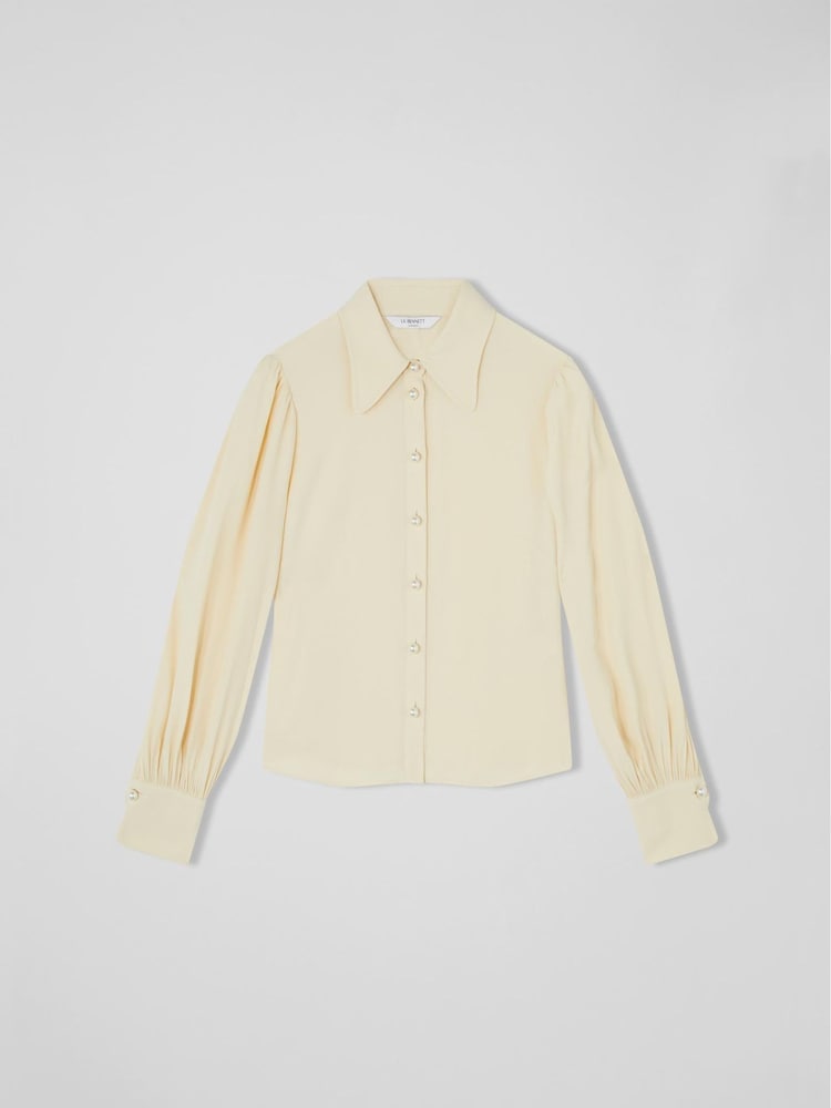 LK Bennett Cream Sonya Crepe Blouse With Pearl Buttons - Image 6 of 6