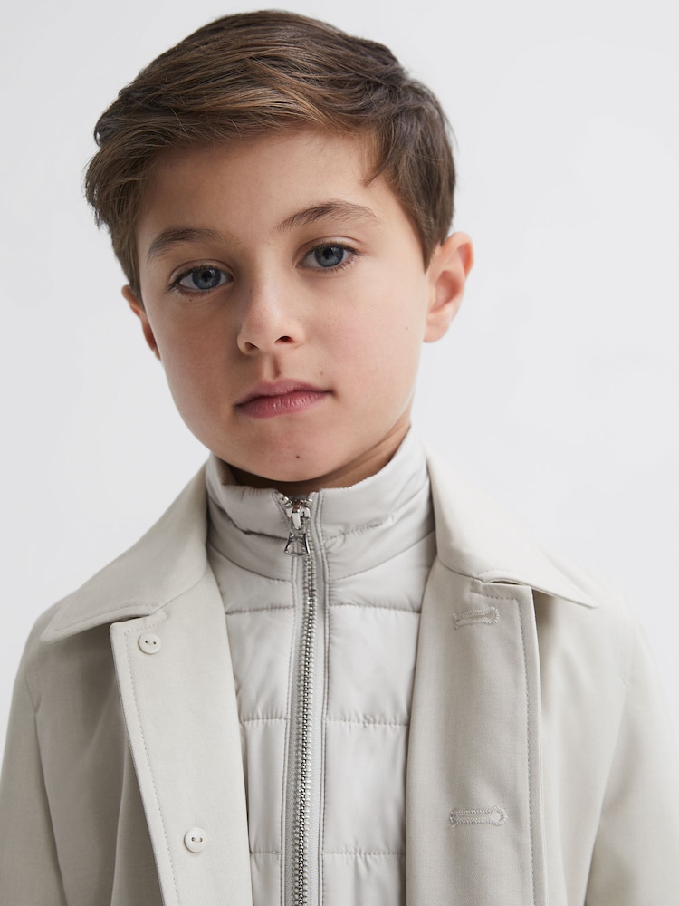 Reiss Stone Perrin Junior Trench With Funnel-Neck Insert - Image 4 of 7
