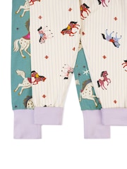 Conjunto de pijamas longo infantil Chelsea Peers, duas peças, em algodão, com estampado de cavalos listrado e de carrossel. - Imagem 9 de 9