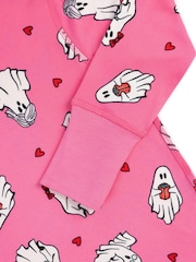 Chelsea Peers Pink Kids Halloween Ghost Print  Long Pyjama Set - Image 7 of 8