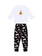 Chelsea Peers Cream Kids Two Pack Cotton Halloween Dogs Print Long Pyjama Set - Image 4 of 7