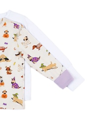 Chelsea Peers Cream Kids Two Pack Cotton Halloween Dogs Print Long Pyjama Set - Image 6 of 7