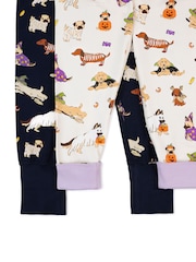 Chelsea Peers Cream Kids Two Pack Cotton Halloween Dogs Print Long Pyjama Set - Image 7 of 7