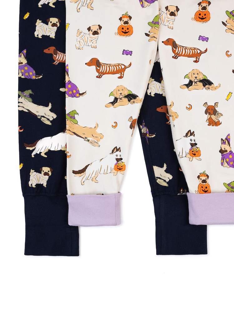 Chelsea Peers Cream Kids Two Pack Cotton Halloween Dogs Print Long Pyjama Set - Image 7 of 7 Chelsea Peers Cream Kids Two Pack Cotton Halloween Dogs Print Long Pyjama Set - Image 7 of 7