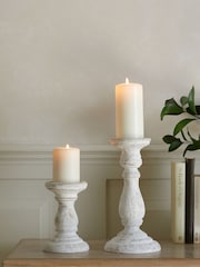 White Wash Pillar Candle Holder - Image 1 of 7