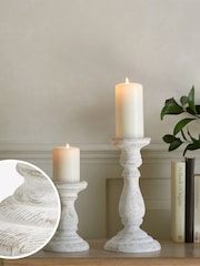 White Wash Pillar Candle Holder - Image 2 of 7
