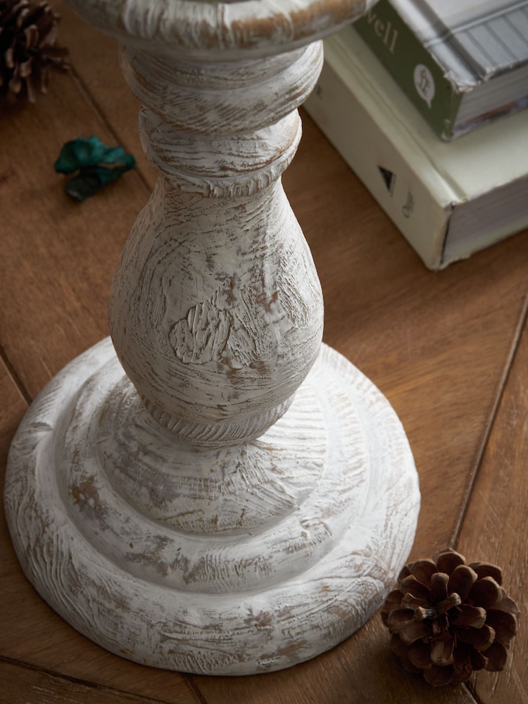 White Wash Pillar Candle Holder - Image 4 of 7
