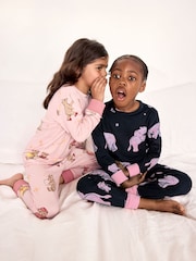 Chelsea Peers Pink Kids Two Pack Elephant Dreamscape/Celestial Bear Print Long Pyjama Set - Image 3 of 8