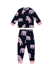 Chelsea Peers Pink Kids Two Pack Elephant Dreamscape/Celestial Bear Print Long Pyjama Set - Image 6 of 8