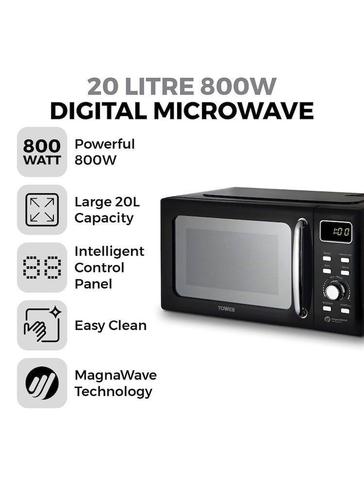 Tower Black 20L 800W Digital Microwave - Image 2 of 7