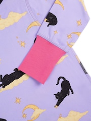Chelsea Peers Purple Kids Halloween Cat Print Long Pyjama Set - Image 5 of 6