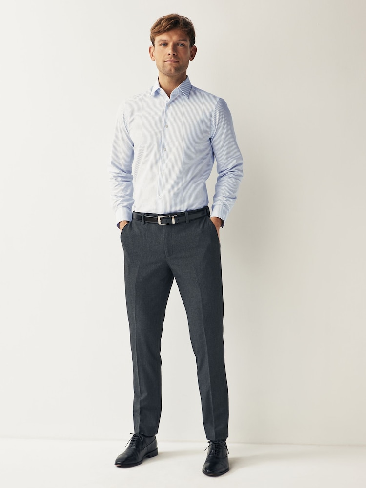 Белый/голубой в полоску - Обычный крой - Single Cuff 100% Cotton Shirt With Cutaway Collar - Изображение 2 из 7 Белый/голубой в полоску - Обычный крой - Single Cuff 100% Cotton Shirt With Cutaway Collar - Изображение 2 из 7