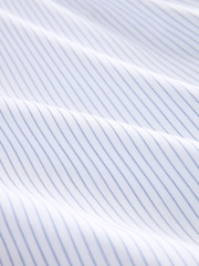 White/Light Blue Stripe Regular Fit Single Cuff Printed Cotton Shirt - Image 7 of 7