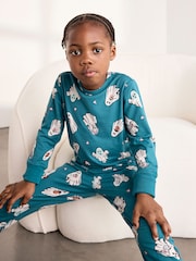 Chelsea Peers Green Kids Halloween Ghost Print  Long Pyjama Set - Image 3 of 6