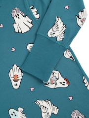Chelsea Peers Green Kids Halloween Ghost Print  Long Pyjama Set - Image 5 of 6