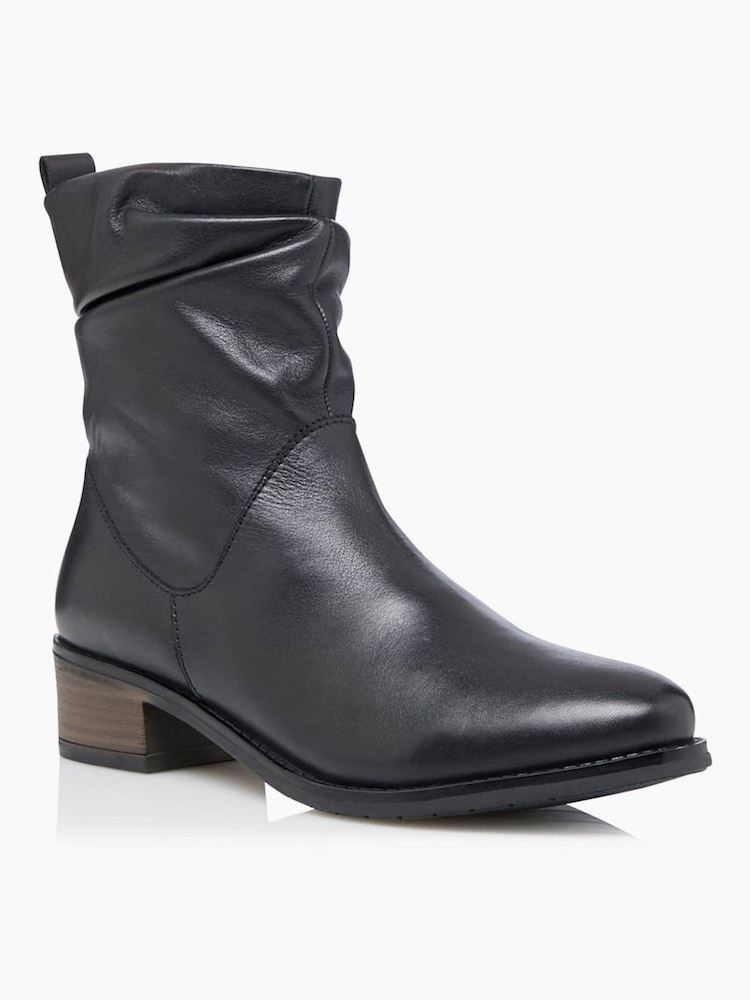 Dune London Pagers 2 Ruched Low Block Heel Ankle Boots - Image 1 of 5