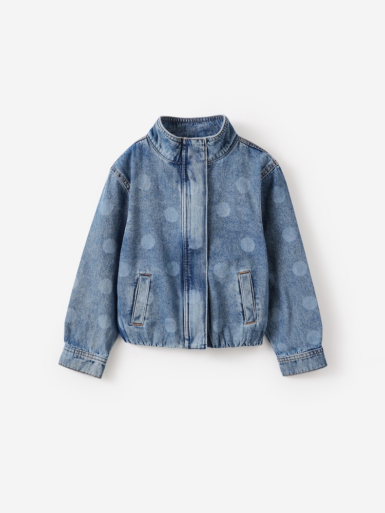 Cotton On Blue Funnel Neck Denim Jacket - Image 1 of 3