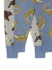 Chelsea Peers Blue Kids Two Pack Crocodile Lagoon / Star Light Bison Print Long Pyjama Set - Image 8 of 8