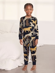 Chelsea Peers Blue Kids Starry Leopard Print Long Pyjama Set - Image 1 of 6
