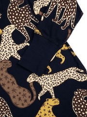 Chelsea Peers Blue Kids Starry Leopard Print Long Pyjama Set - Image 5 of 6