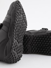 Black Extra Wide Fit (H) School Leather Elastic Lace Shoes - Image 6 of 6