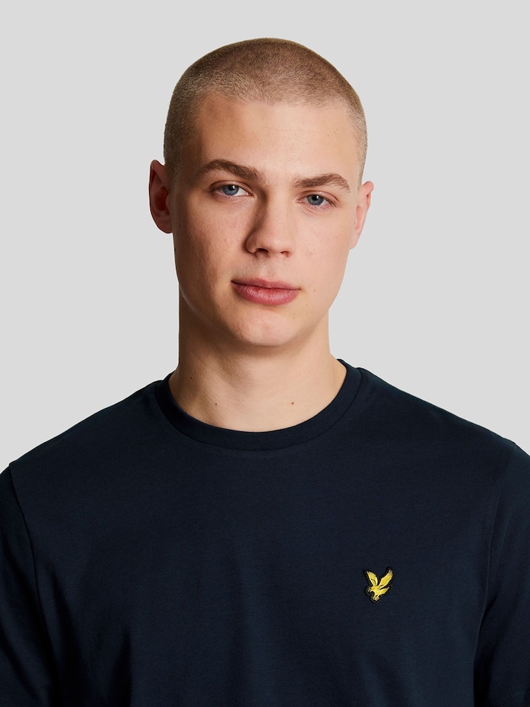Marineblauw - Lyle & Scott T-shirt met ronde hals van katoen - Image 4 of 5