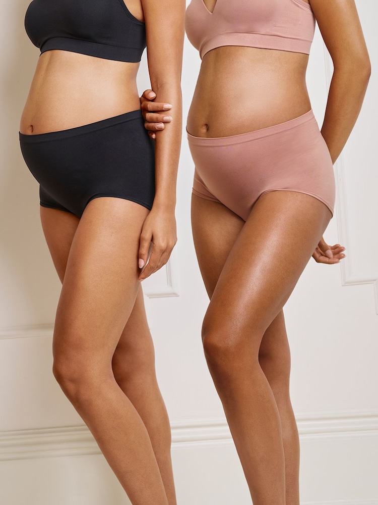 Seraphine X Vogue Williams Black & Praline Boyshort Second Skin Briefs 2 Pack - Image 1 of 8