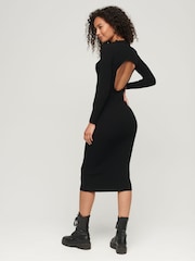 Superdry Black Backless Bodycon Midi Dress - Image 2 of 6