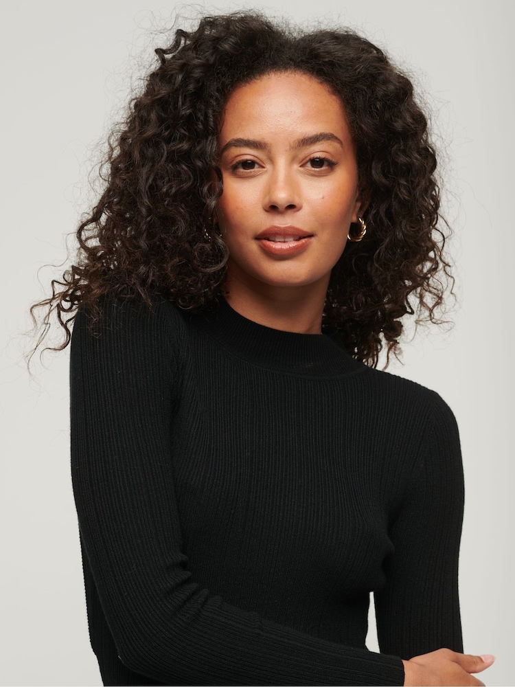 Superdry Black Backless Bodycon Midi Dress - Image 3 of 6