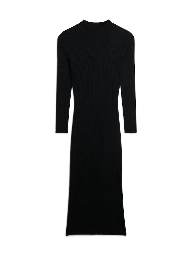 Superdry Black Backless Bodycon Midi Dress - Image 4 of 6