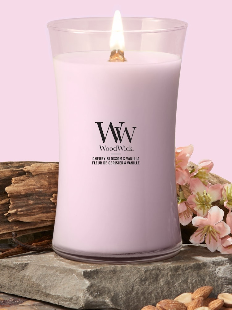 Woodwick Cherry Blossom & Vanilla Medium Hourglass Candle - Image 1 of 3