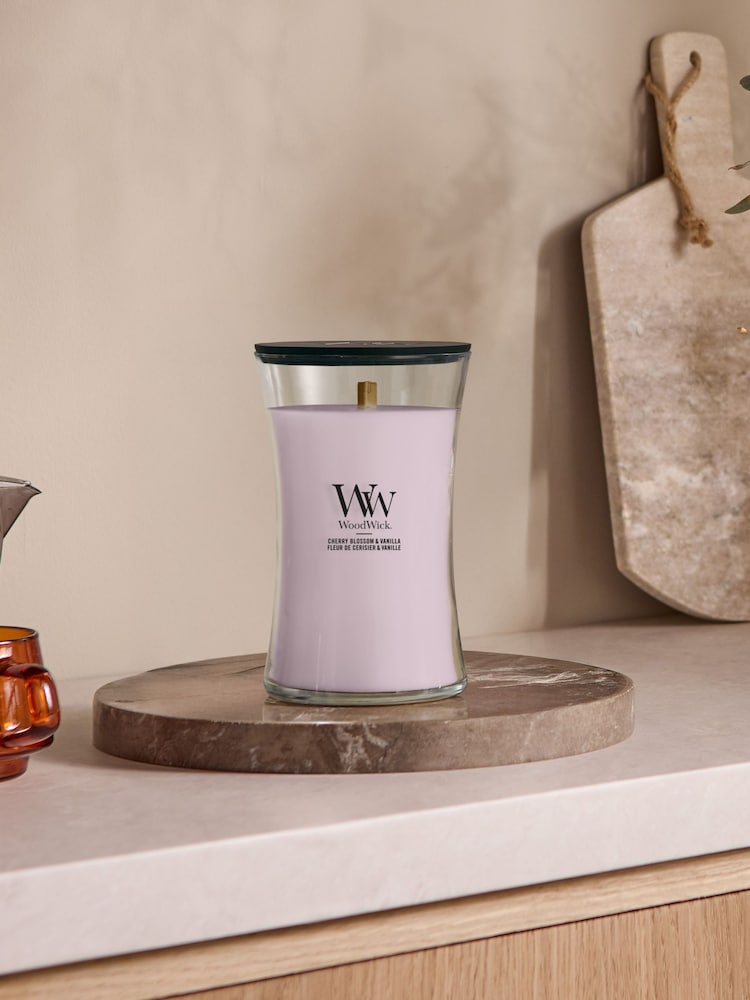 Woodwick Cherry Blossom & Vanilla Medium Hourglass Candle - Image 2 of 3