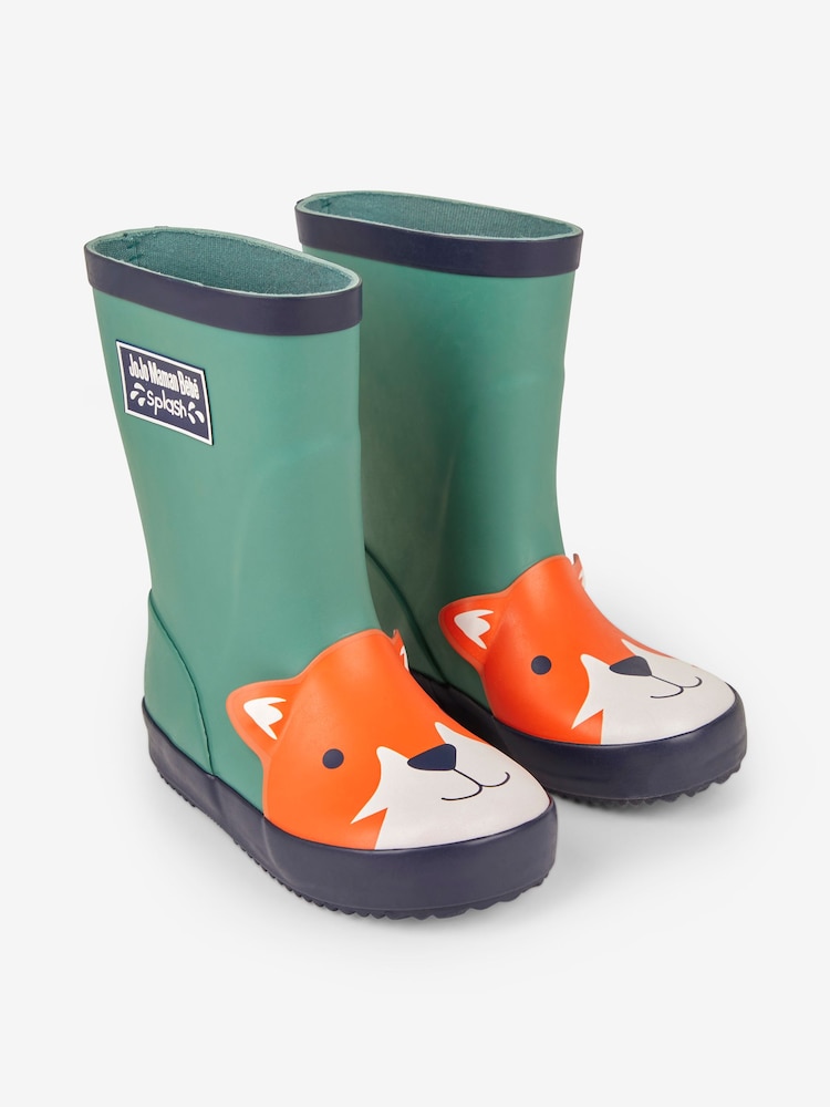 JoJo Maman Bébé Khaki Kids' Fox Wellies - Image 1 of 4