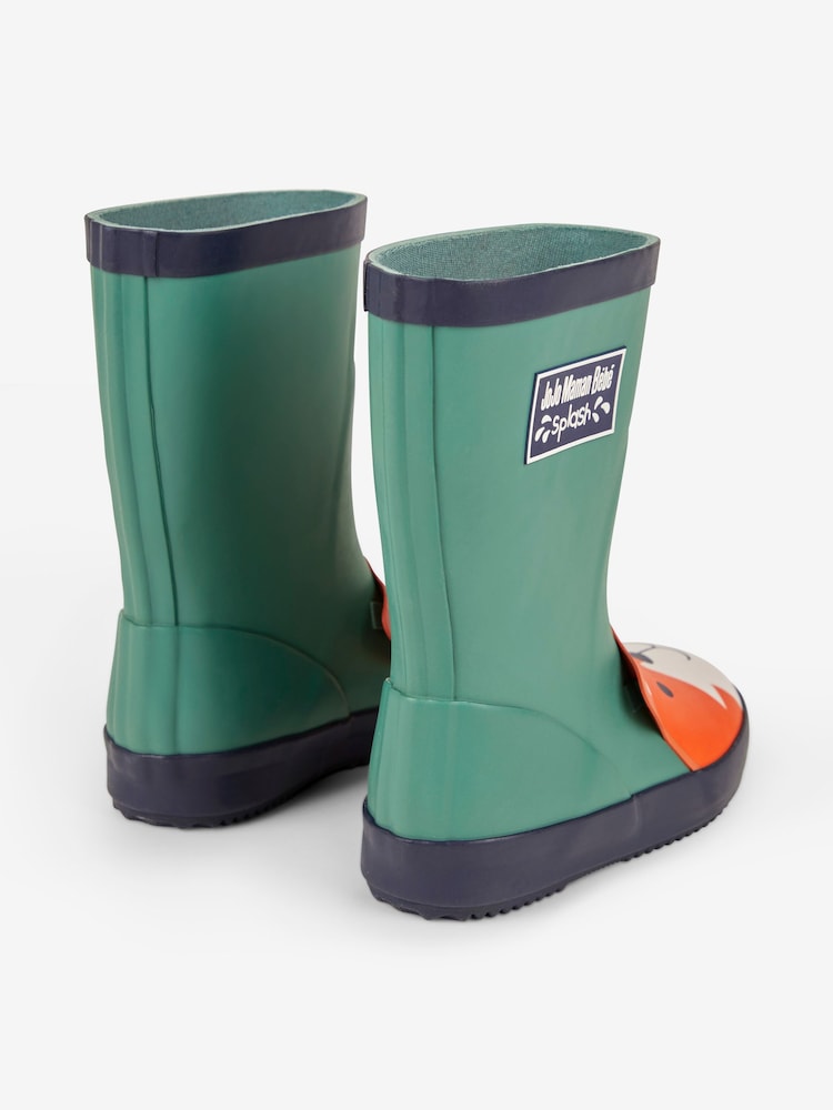 JoJo Maman Bébé Khaki Kids' Fox Wellies - Image 2 of 4