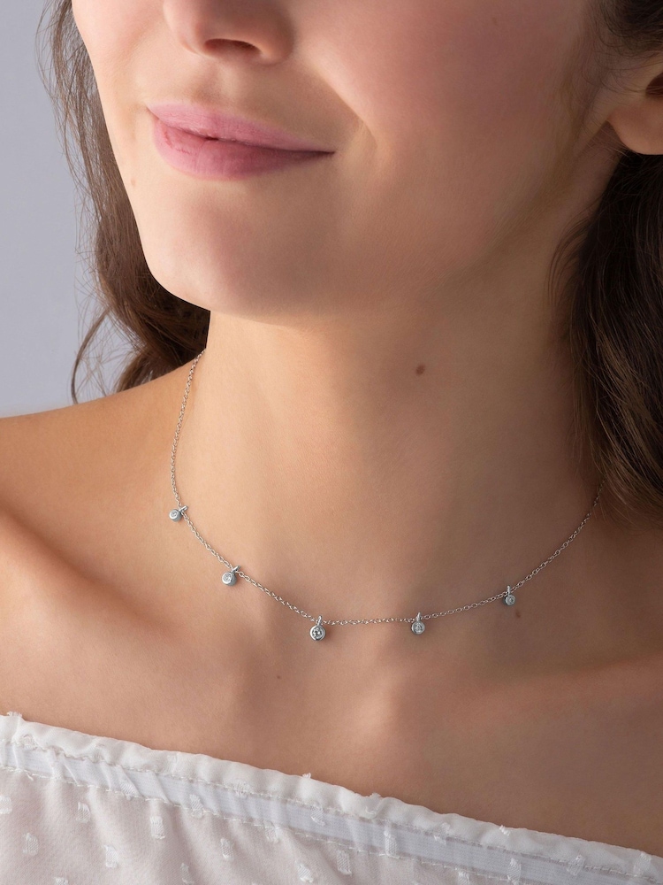 Beaverbrooks Sterling Silver Cubic Zirconia Choker Necklace - Image 3 of 3