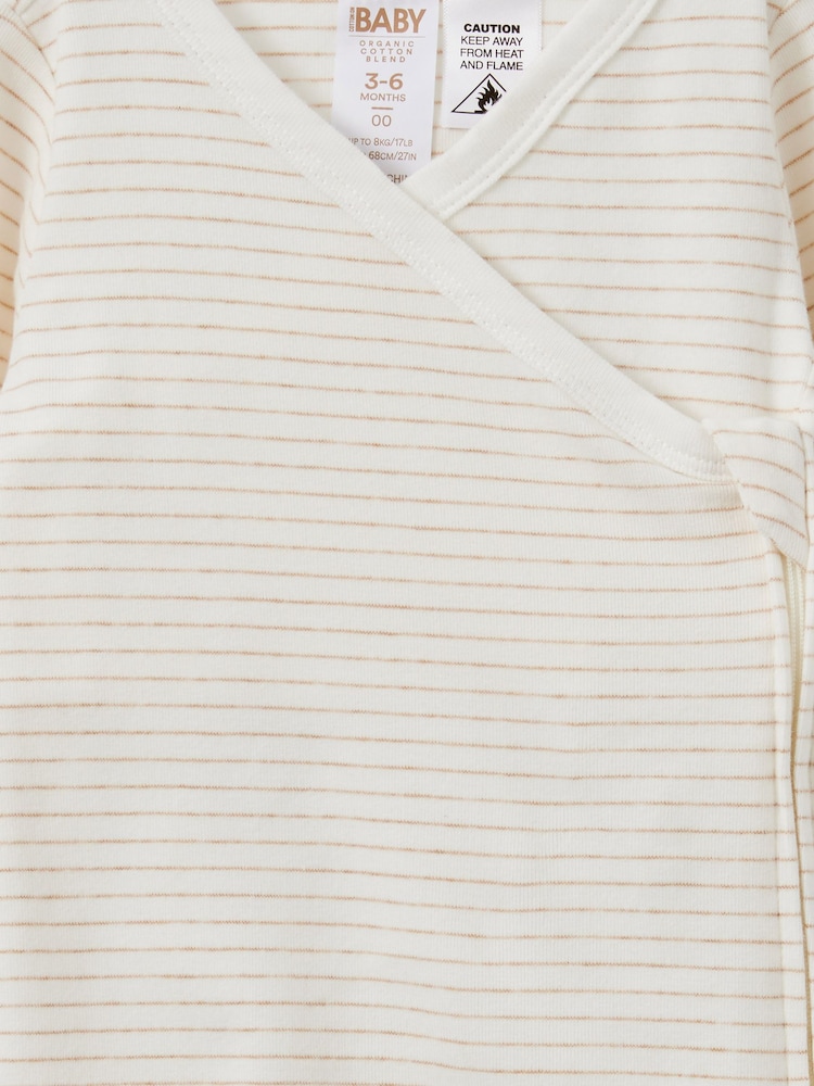 Cotton On Cream Cross Over Zip Sleepsuit - Image 2 of 3 Cotton On Cream Cross Over Zip Sleepsuit - Image 2 of 3