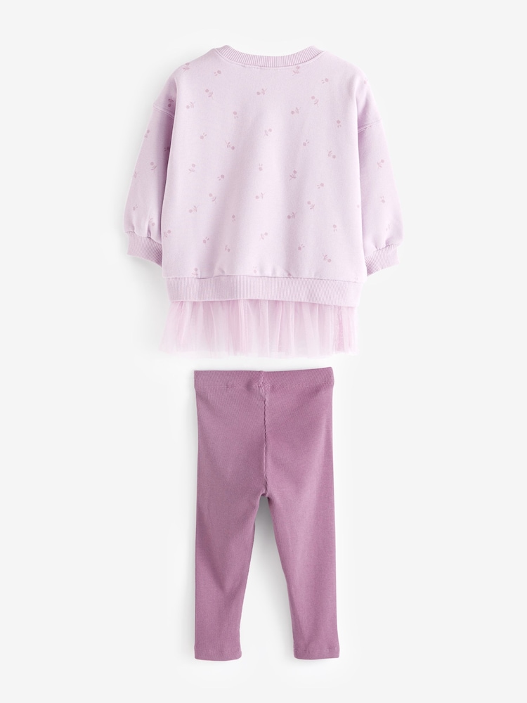 Pink Mesh Hem Sweat and Leggings Set (3mths-7yrs) - Image 6 of 6