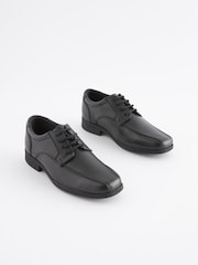 Black Wide Fit (G) School Leather Lace-Up Shoes - Image 1 of 6