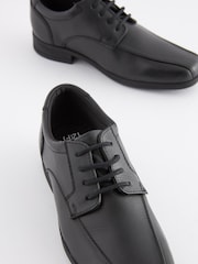 Black Wide Fit (G) School Leather Lace-Up Shoes - Image 3 of 6