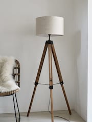 Brown Bronx Wood Tripod Floor Lamp - Image 2 of 7