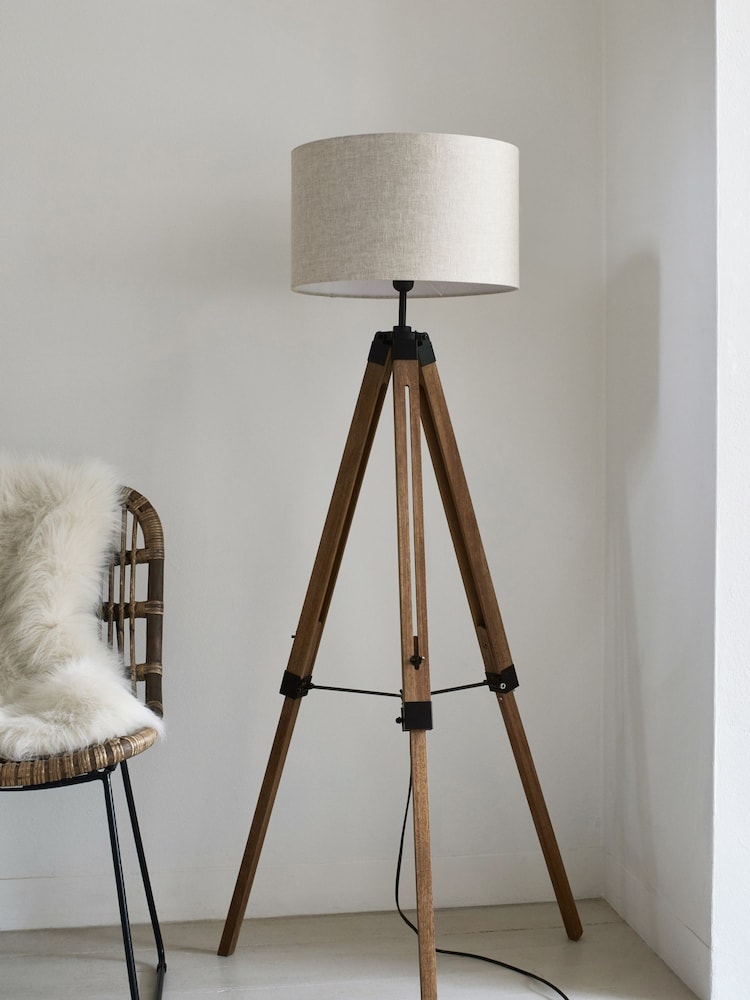 Brown Bronx Wood Tripod Floor Lamp - Image 2 of 7