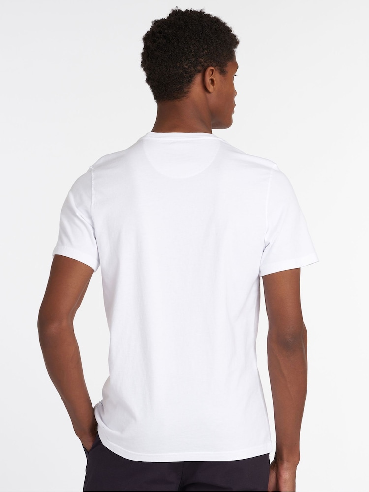 Barbour® White Mens 100% Cotton Sports T-Shirt - Image 3 of 6