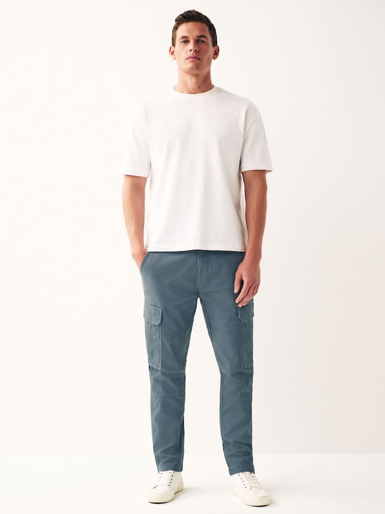 Blue Slim Fit Cotton Stretch Cargo Trousers - Image 2 of 9